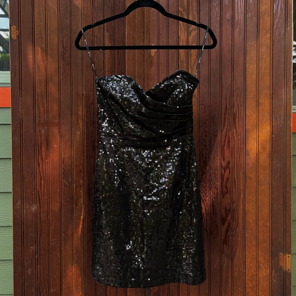 Mini Black Sequin Cocktail Dress